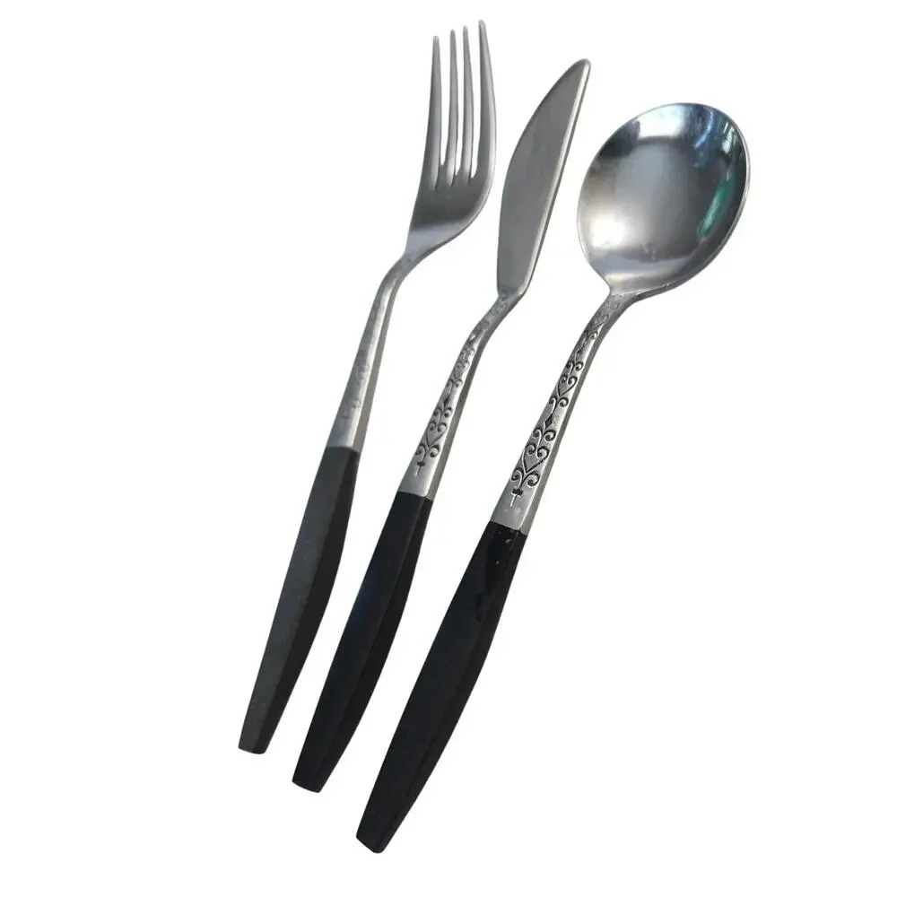 Lot 3 Vintage Interpur Japan Silverware Set Butter Knife Soup Spoon Swirl
